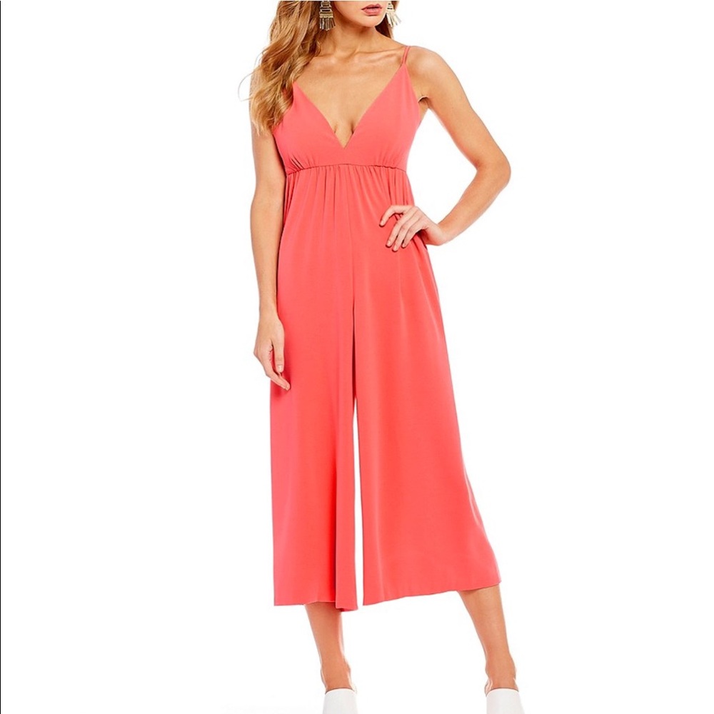 Erika V-Neckline Cropped Wide Leg Culotte Jumpsuit